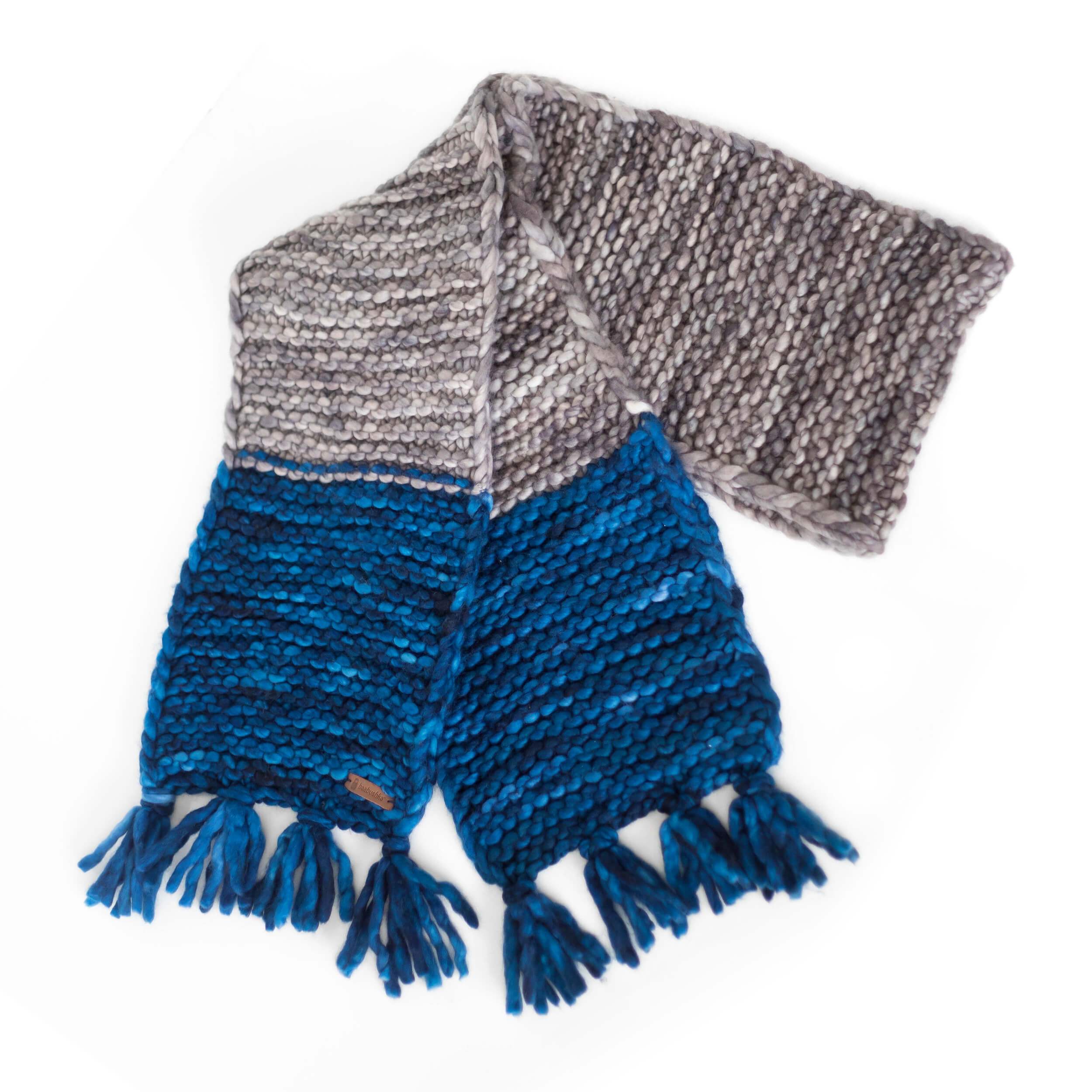 Men's Chunky Merino Wool Scarf - Smoky Pearl-Midnight Blue
