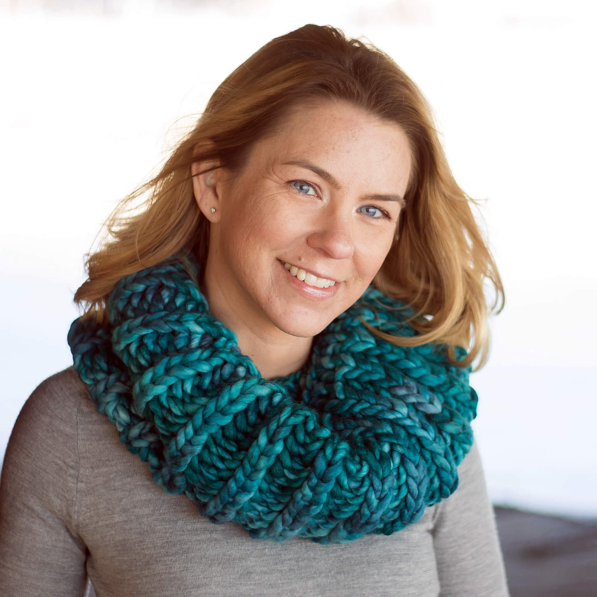 Women's Merino Wool Chunky Cowl - Ocean