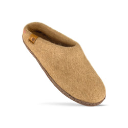 Wool Slipper with Leather Sole - Sand