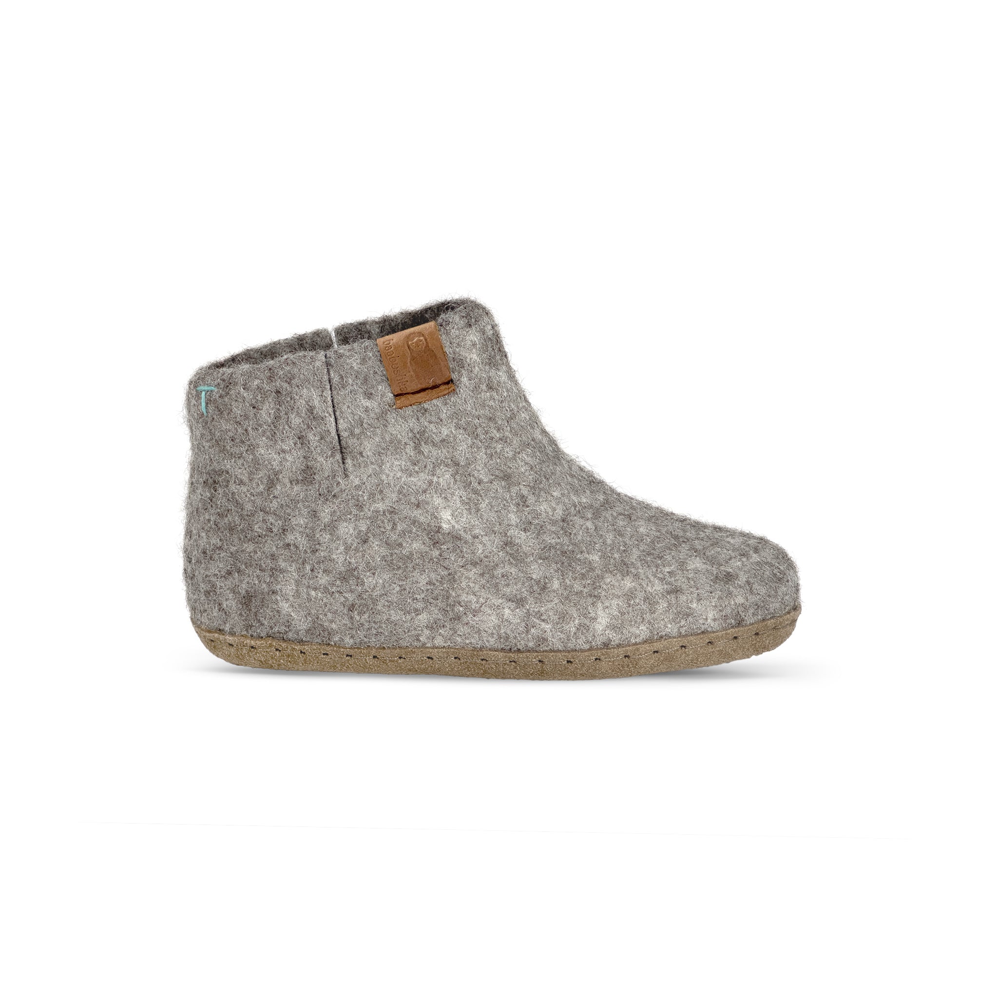 Kids Wool Bootie with Leather Sole - Light Gray