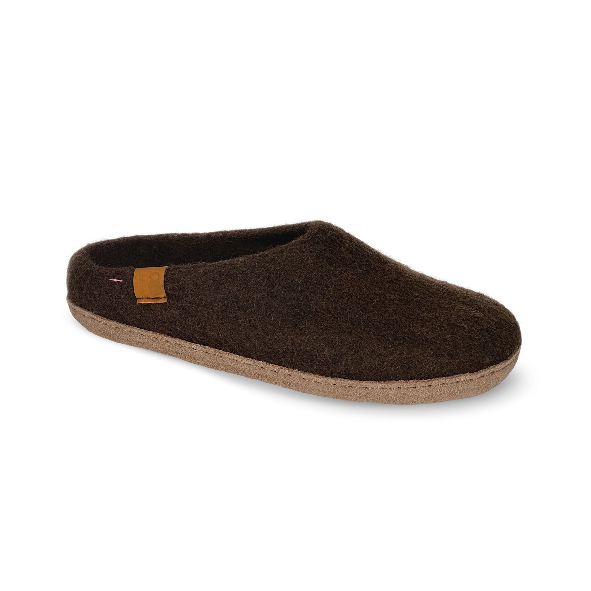 Wool Slipper with Leather Sole - Mocha