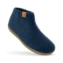 Wool Bootie with Rubber Sole and Arch Support - Navy