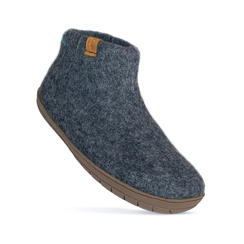 Wool Bootie with Rubber Sole and Arch Support - Dark Gray – Baabushka