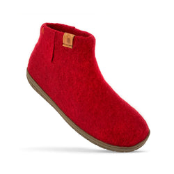 Wool Bootie with Rubber Sole and Arch Support - Red