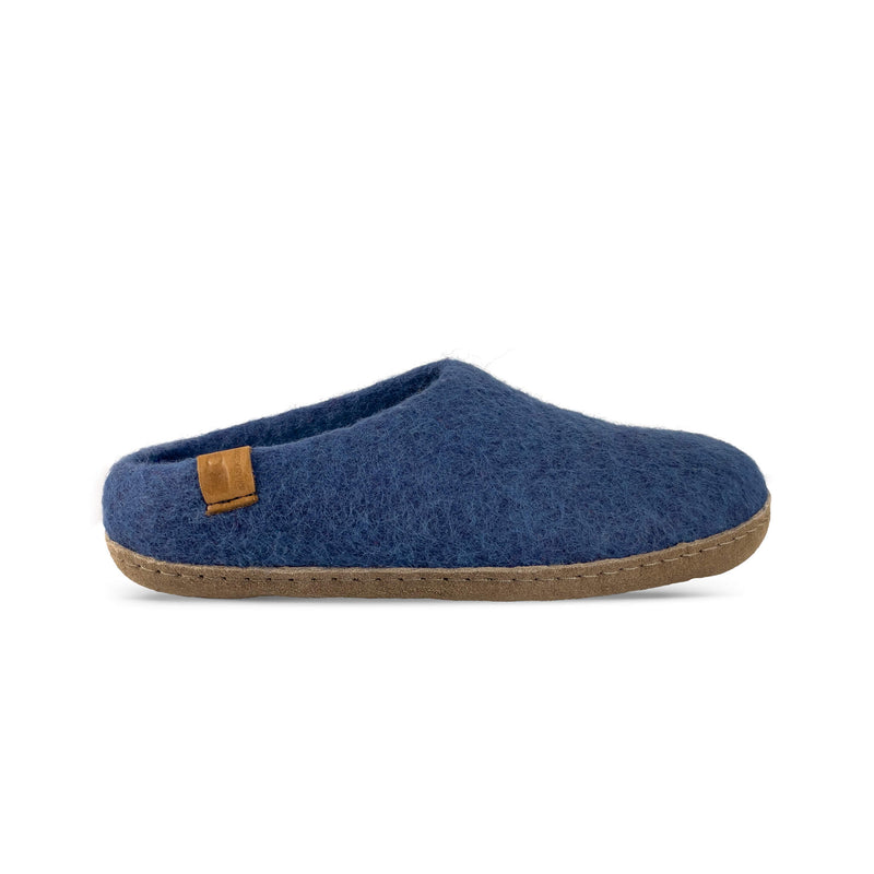 Wool Slipper with Leather Sole - Denim