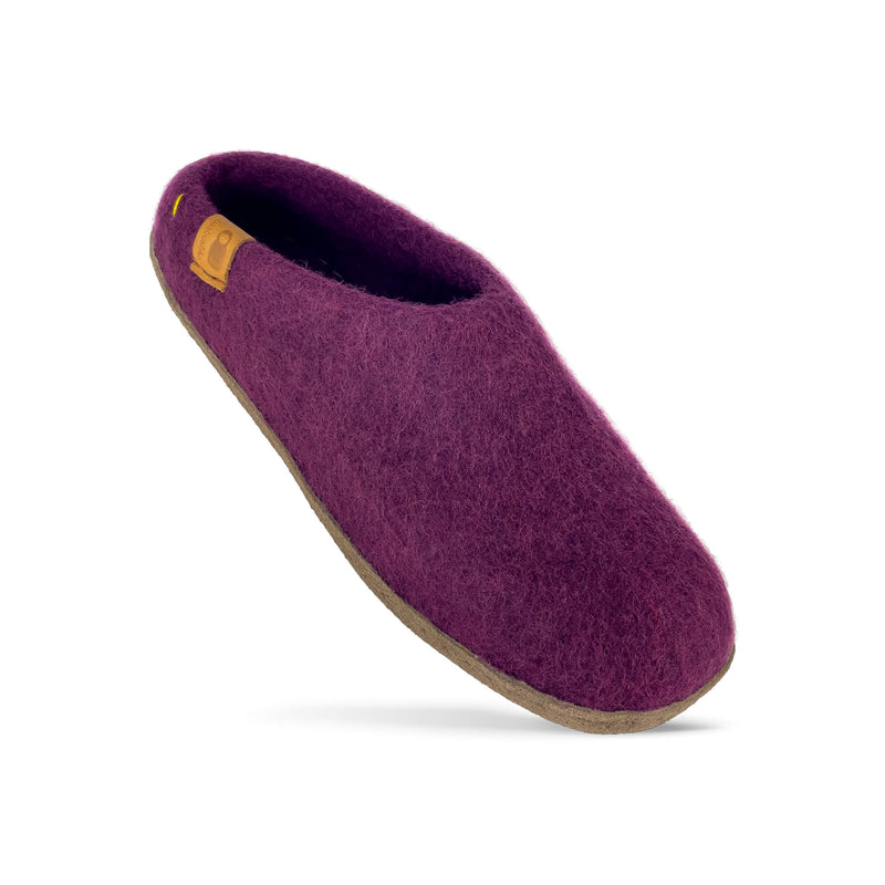 Wool Slipper with Leather Sole - Merlot