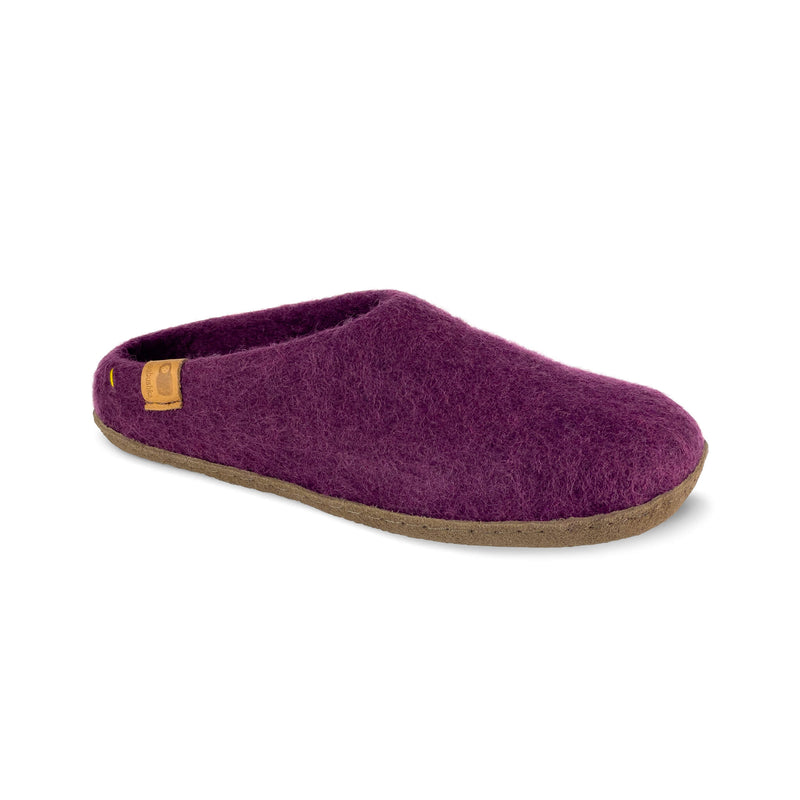 Wool Slipper with Leather Sole - Merlot