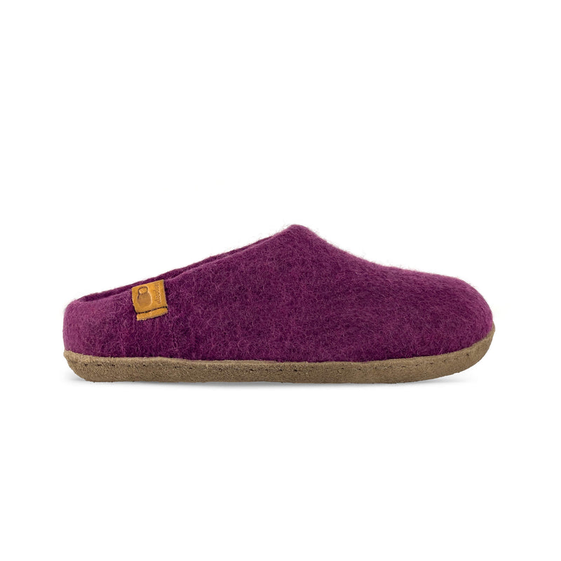 Wool Slipper with Leather Sole - Merlot