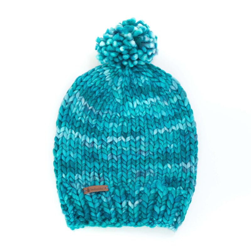 Women's Slouchy Merino Wool Reversible Beanie - Ocean