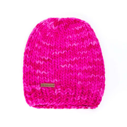 Women's Slouchy Merino Wool Reversible Beanie - Fuchsia