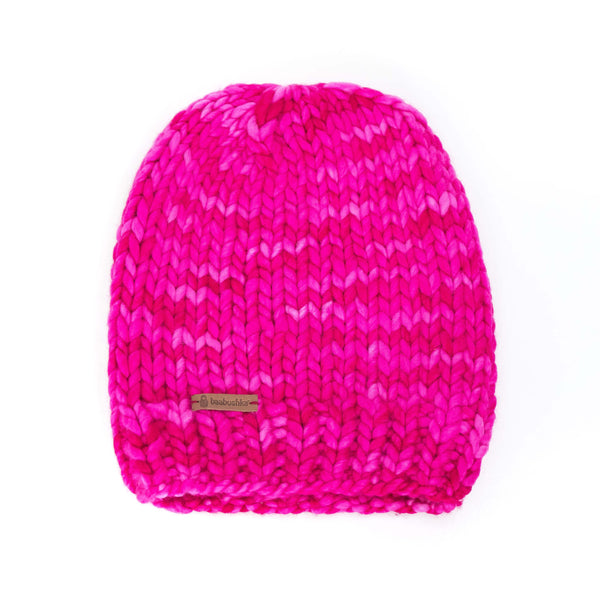 Women's Slouchy Merino Wool Reversible Beanie - Fuchsia
