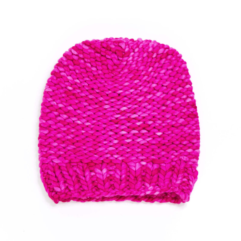 Women's Slouchy Merino Wool Reversible Beanie - Fuchsia
