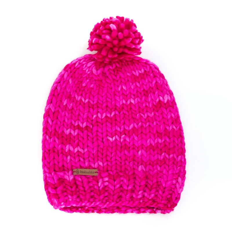 Women's Slouchy Merino Wool Reversible Beanie - Fuchsia
