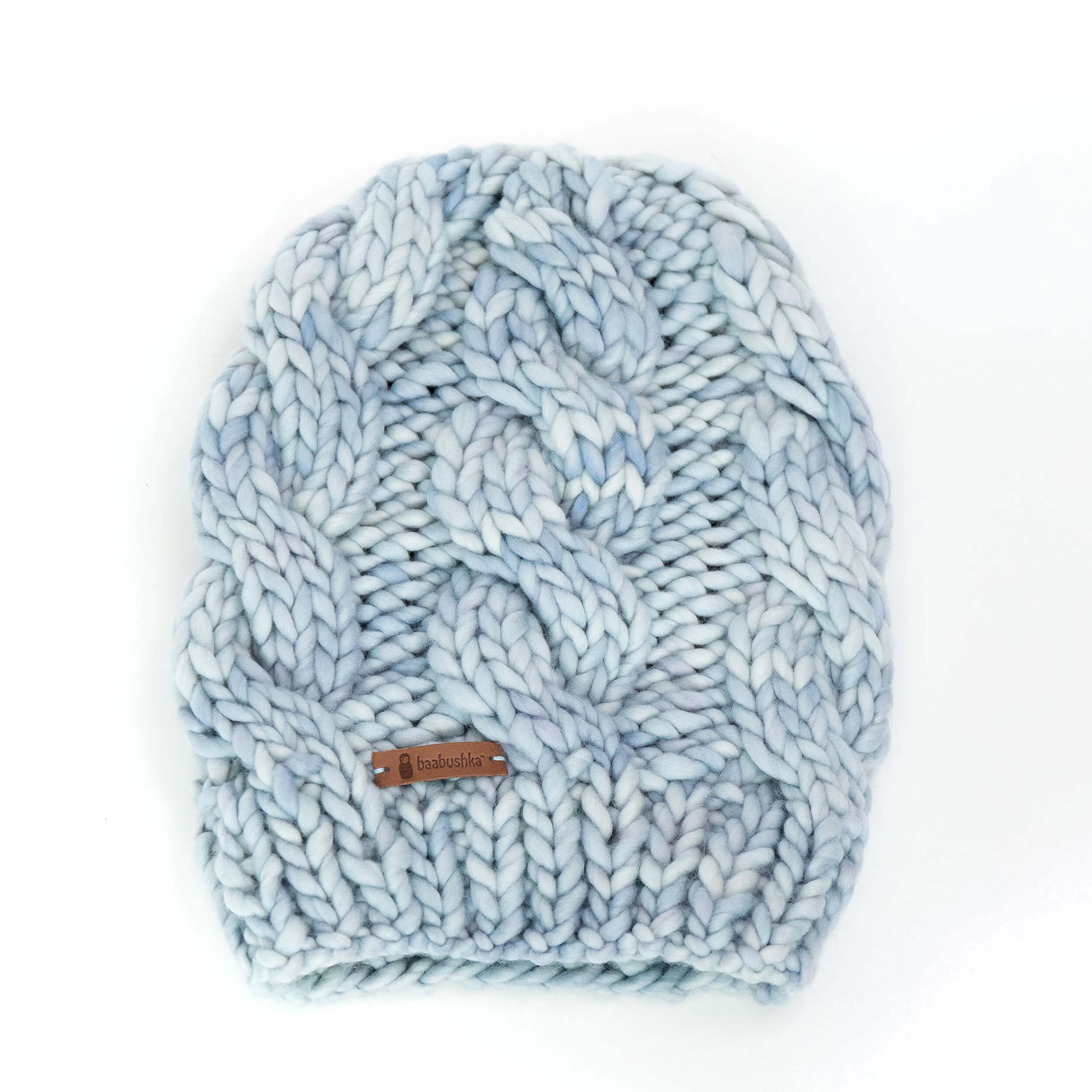 Women's Chunky Cable Knit Merino Wool Beanie - Blue Angel