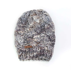 Women's Chunky Cable Knit Merino Wool Beanie - Smoky Pearl