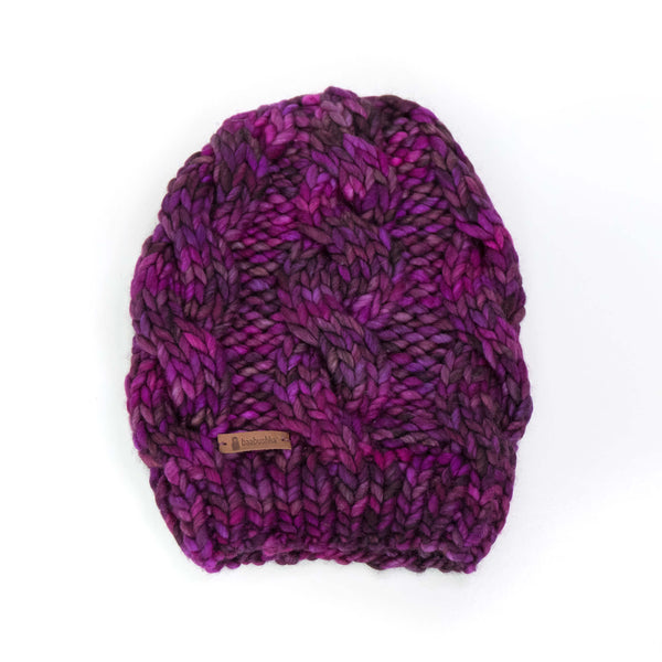 Women's Chunky Cable Knit Merino Wool Beanie - Sangria