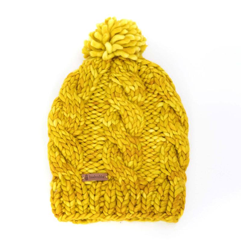 Women's Chunky Cable Knit Merino Wool Beanie - Dandelion