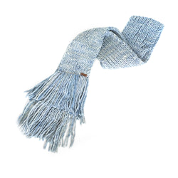 Women's Chunky Oversized Merino Wool Long Tassel Scarf - Blue Angel