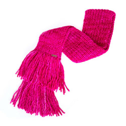 Women's Chunky Oversized Merino Wool Long Tassel Scarf - Fuchsia