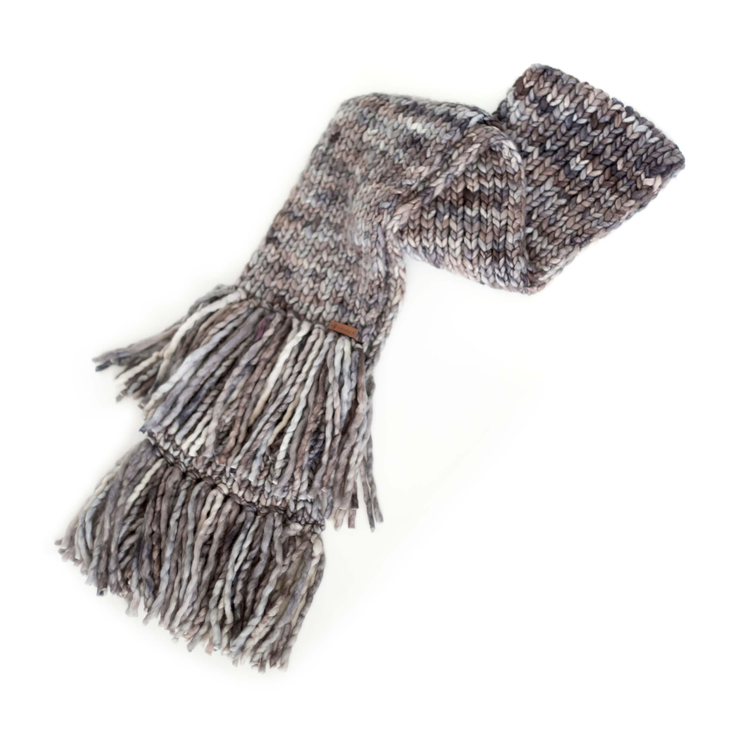 Women's Chunky Oversized Merino Wool Long Tassel Scarf - Smoky Pearl