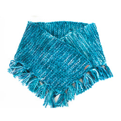 Women's Oversized Merino Wool Shawl with Tassles - Ocean