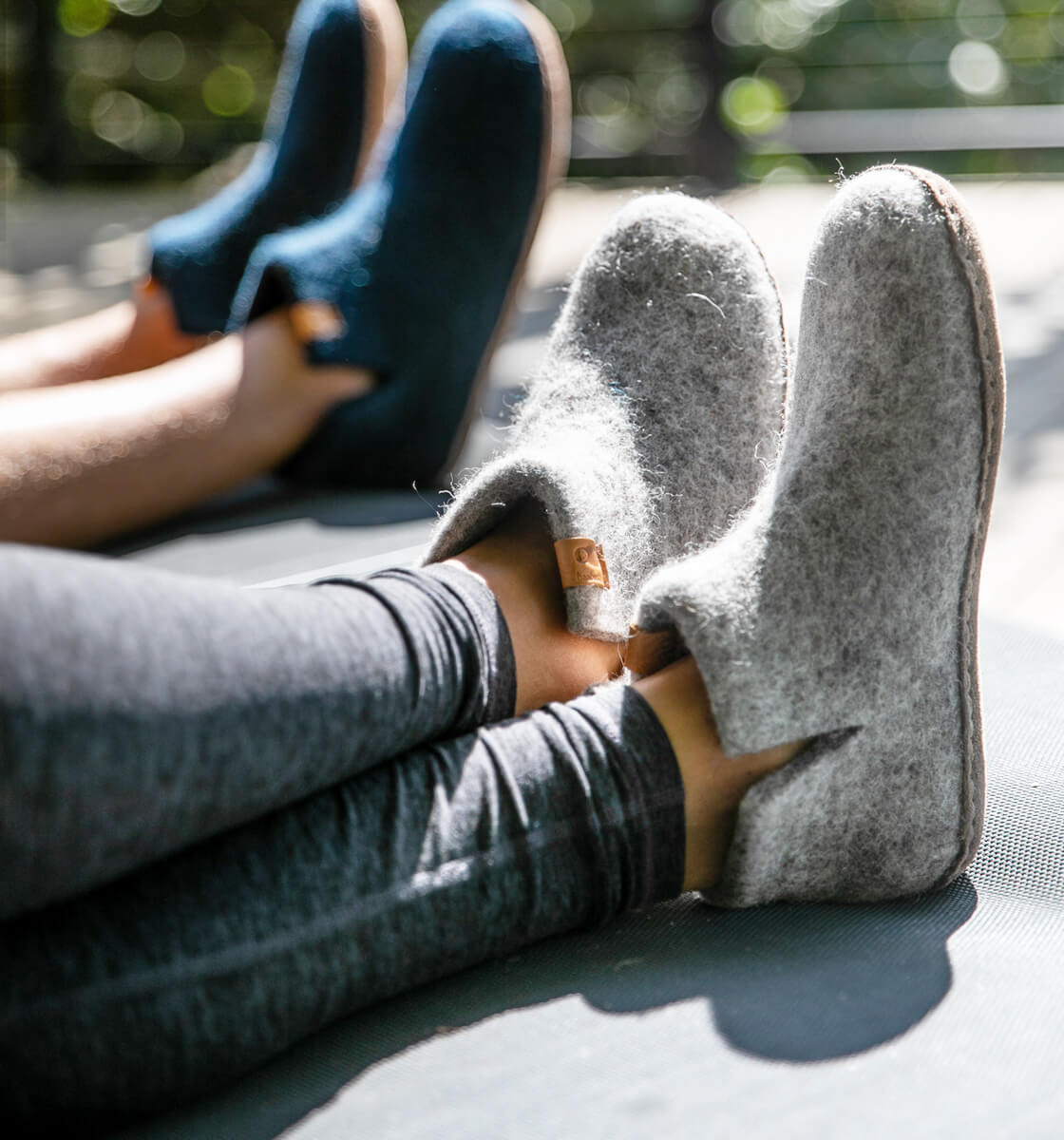 Wool Bootie with Leather Sole - Navy