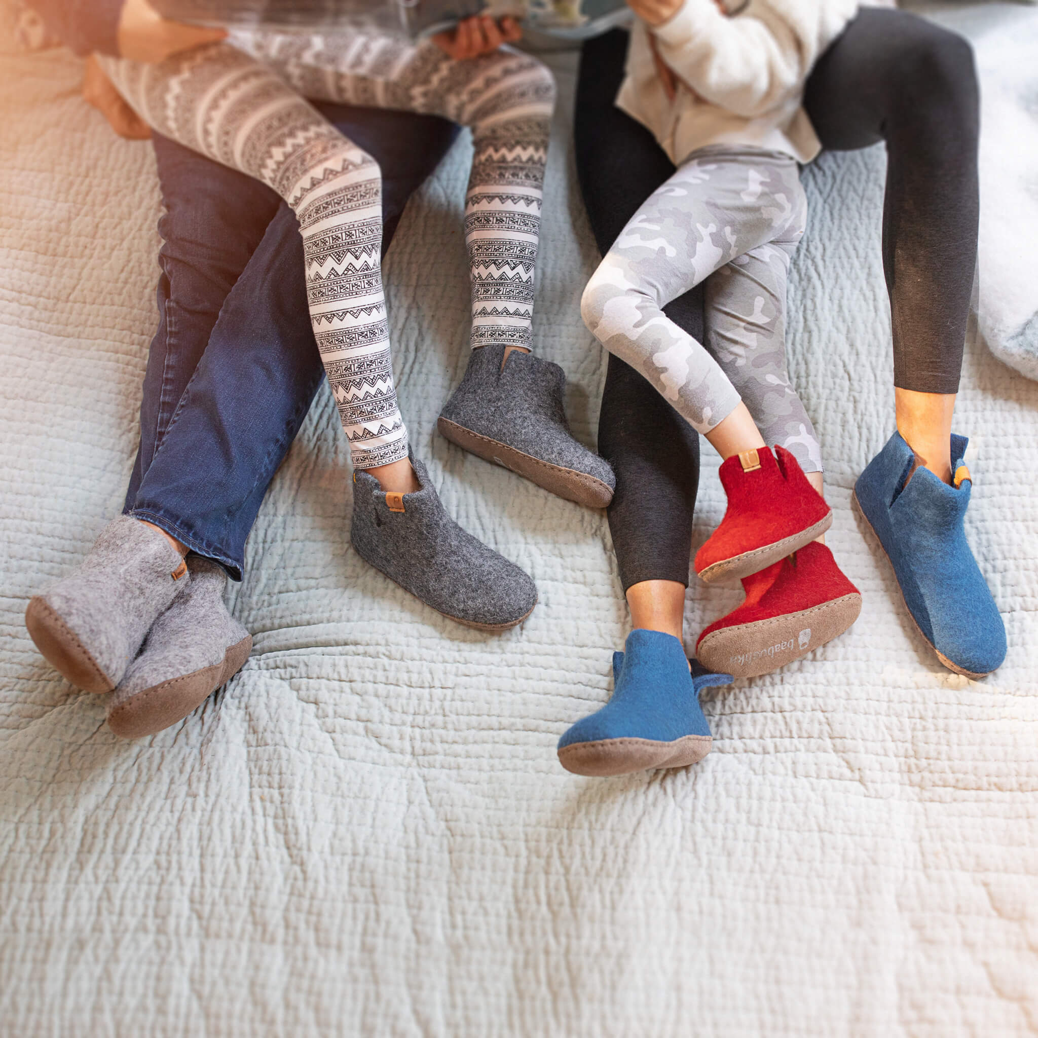 Kids Wool Bootie with Leather Sole - Blue