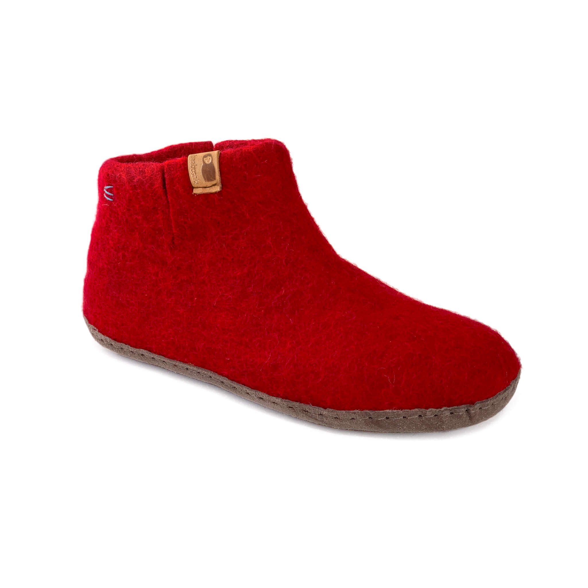 Wool Bootie with Leather Sole - Red