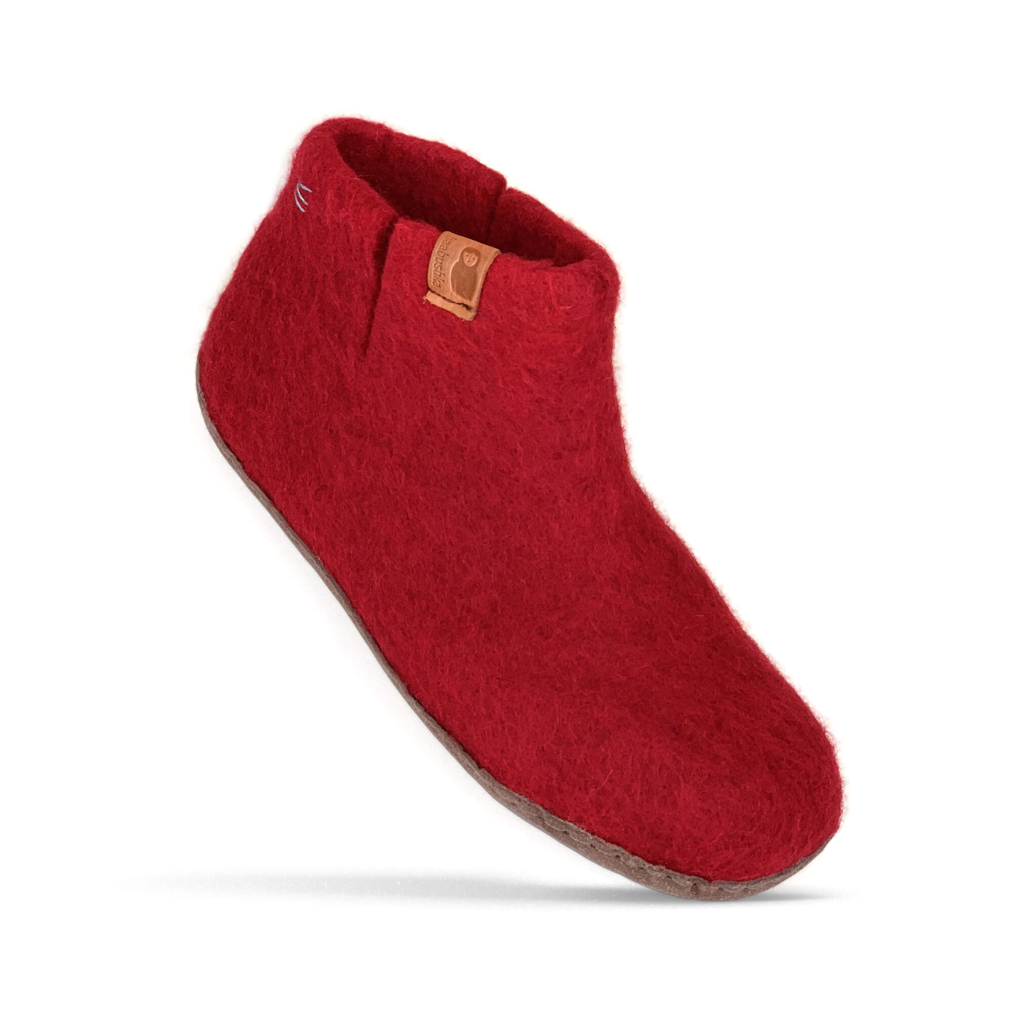 Wool Bootie with Leather Sole - Red
