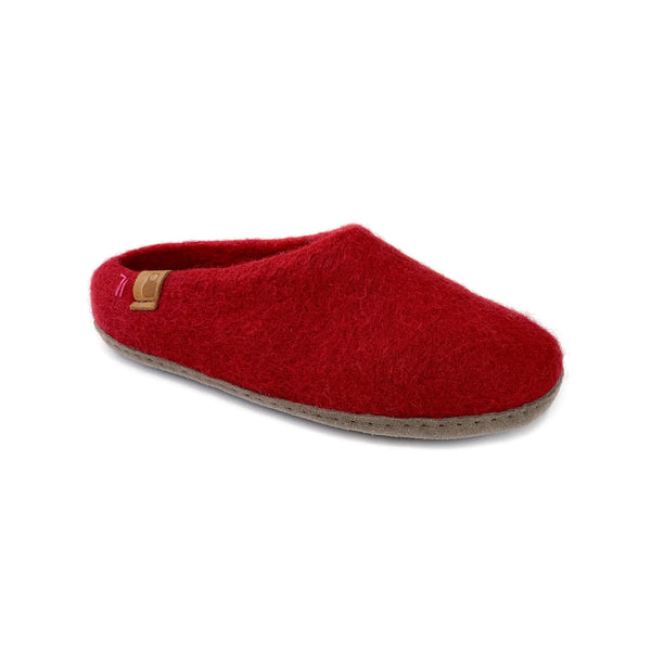 Felted Wool Slippers Open Heel with Leather Outsoles for Men & Women Magenta / 39