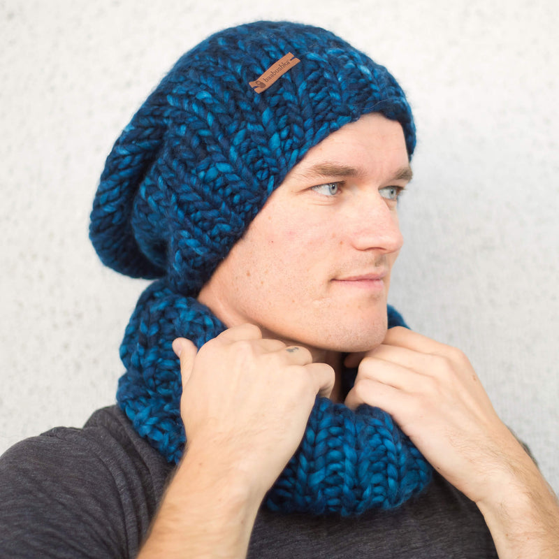 Men's Merino Wool Cowl - Midnight Blue